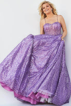 Jovani - 07423 Glitter Corset A-line Shiny Gown - detail view