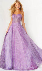Jovani - 07423 Glitter Corset A-line Shiny Gown - back view