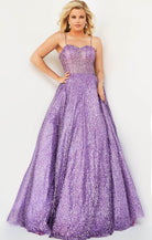 Jovani - 07423 Glitter Corset A-line Shiny Gown - view 4