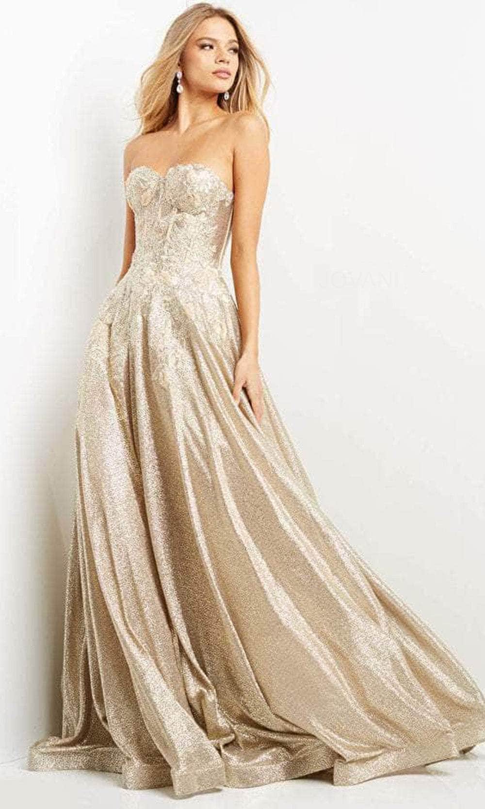 Jovani 07497 - Strapless Sweetheart Neck Evening Gown - detail view