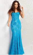 Jovani 07499 - Bustier Lace Mermaid Prom Dress - view 4