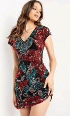 Jovani 07518 - Fully Sequined V-neck Dress - designer homecoming dress at Silhouette Dresses