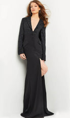 Jovani 07552 - V-Neck Front Slit Evening Gown - designer evening gown at Silhouette Dresses