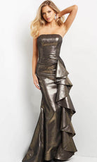 Jovani 07582 - Metallic Ruffled Evening Dress - designer evening gown at Silhouette Dresses