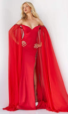 Jovani - 07652 Cascading Drape Off Shoulder Gown - designer prom dress at Silhouette Dresses