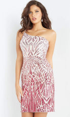 Jovani - 07782 Ombre Sequined One Shoulder Dress - detail view
