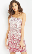 Jovani - 07782 Ombre Sequined One Shoulder Dress - back view