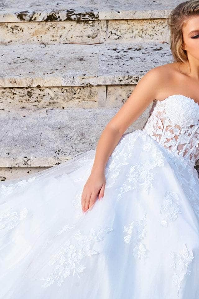 Jovani - 07901 Strapless Lace Ornate A-Line Gown - back view