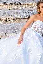 Jovani - 07901 Strapless Lace Ornate A-Line Gown - back view