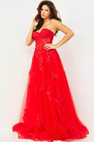 Jovani - 07901 Strapless Lace Ornate A-Line Gown - view 4