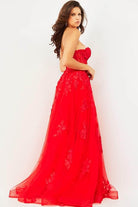 Jovani - 07901 Strapless Lace Ornate A-Line Gown - view 7