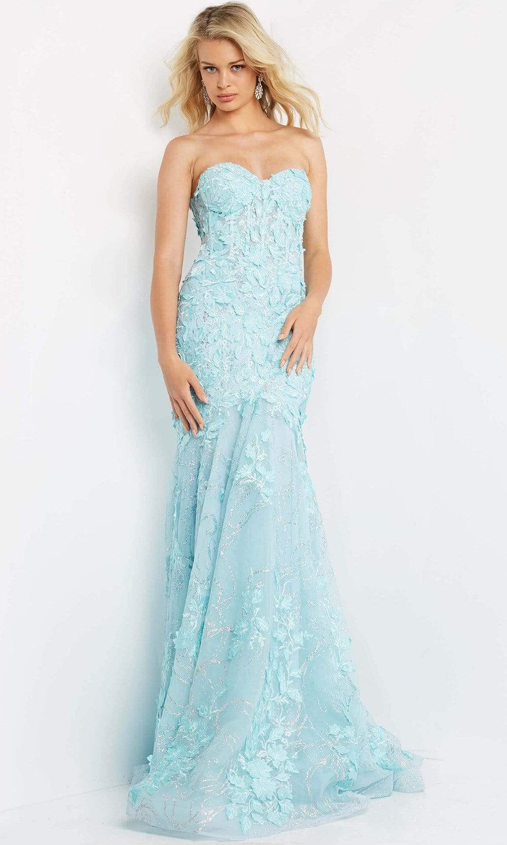 Jovani - 07935 Appliqued Sweetheart Mermaid Gown - view 5