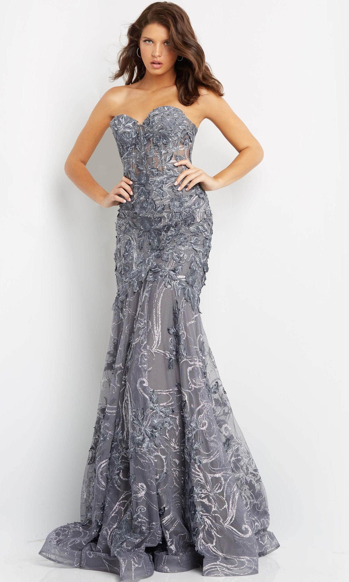 Jovani - 07935 Appliqued Sweetheart Mermaid Gown - designer prom dress at Silhouette Dresses
