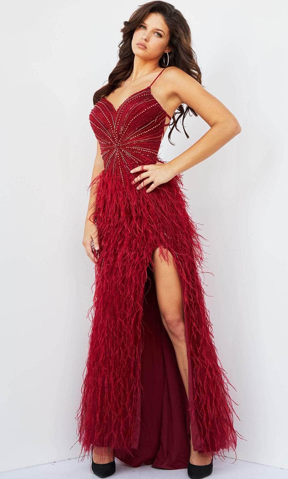 Jovani 08060 - Feather Skirt Prom Dress - back view