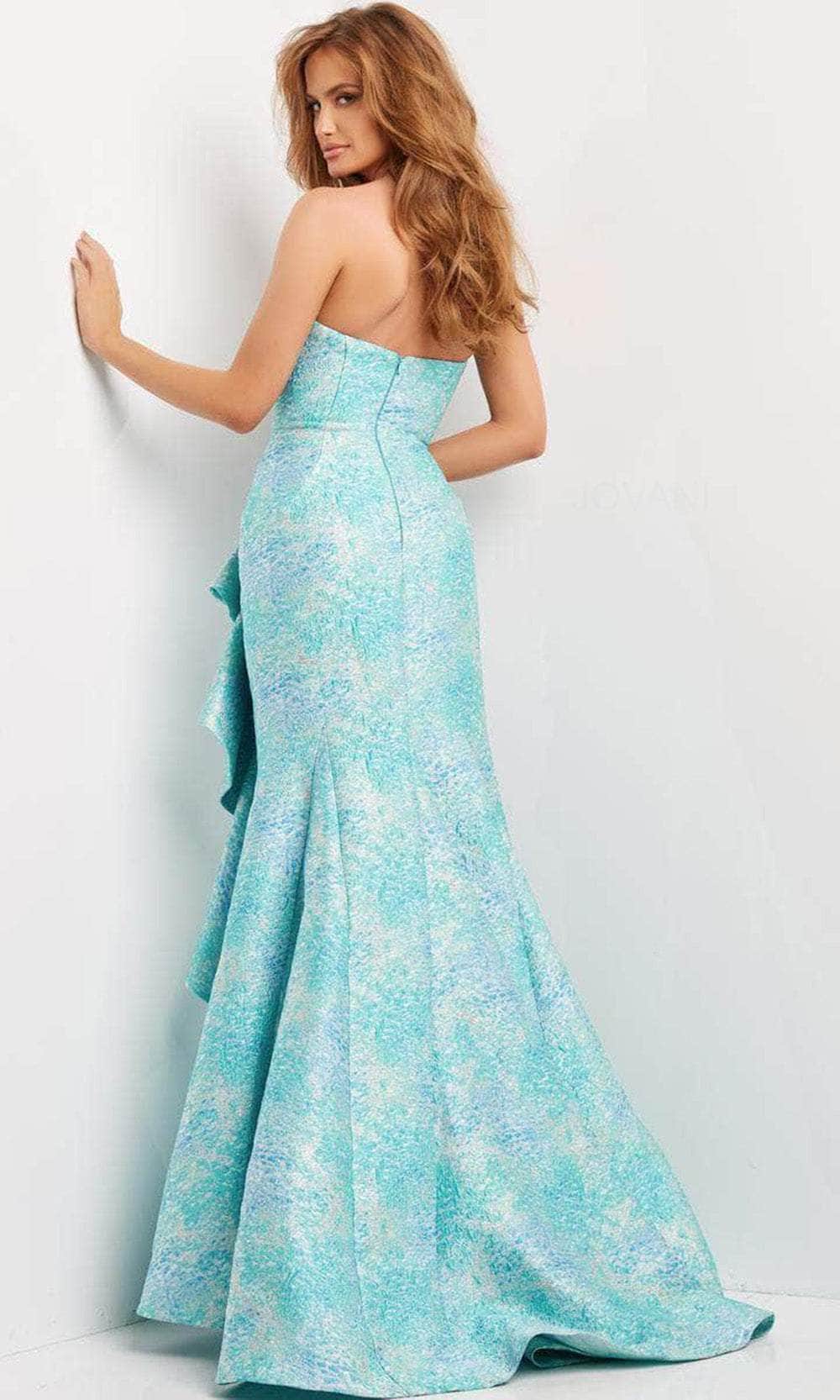 Jovani 08093 - Strapless Straight Across Neck Evening Gown - view 6