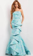 Jovani 08093 - Strapless Straight Across Neck Evening Gown - designer prom dress at Silhouette Dresses