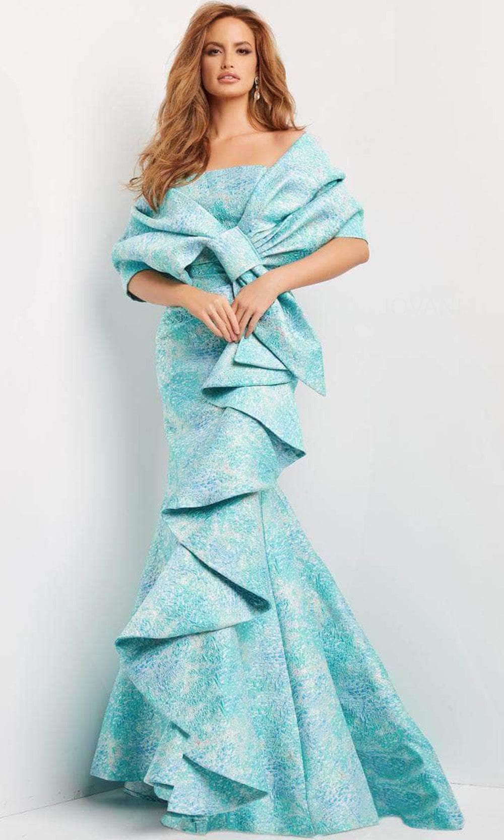 Jovani 08093 - Strapless Straight Across Neck Evening Gown - back view