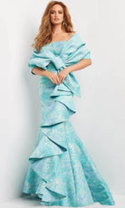 Jovani 08093 - Strapless Straight Across Neck Evening Gown - back view