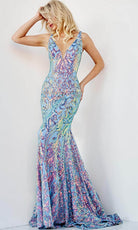 Jovani 08099 - Iridescent V-Neck Evening Gown - detail view