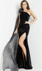 Jovani 08116 - Pleated Asymmetric Evening Dress - designer evening gown at Silhouette Dresses