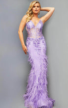 Jovani - 08141 Feather Accented Corset Gown - view 5