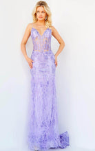 Jovani - 08141 Feather Accented Corset Gown - view 4