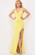 Jovani - 08153 Spaghetti Strap Glitter Gown - back view