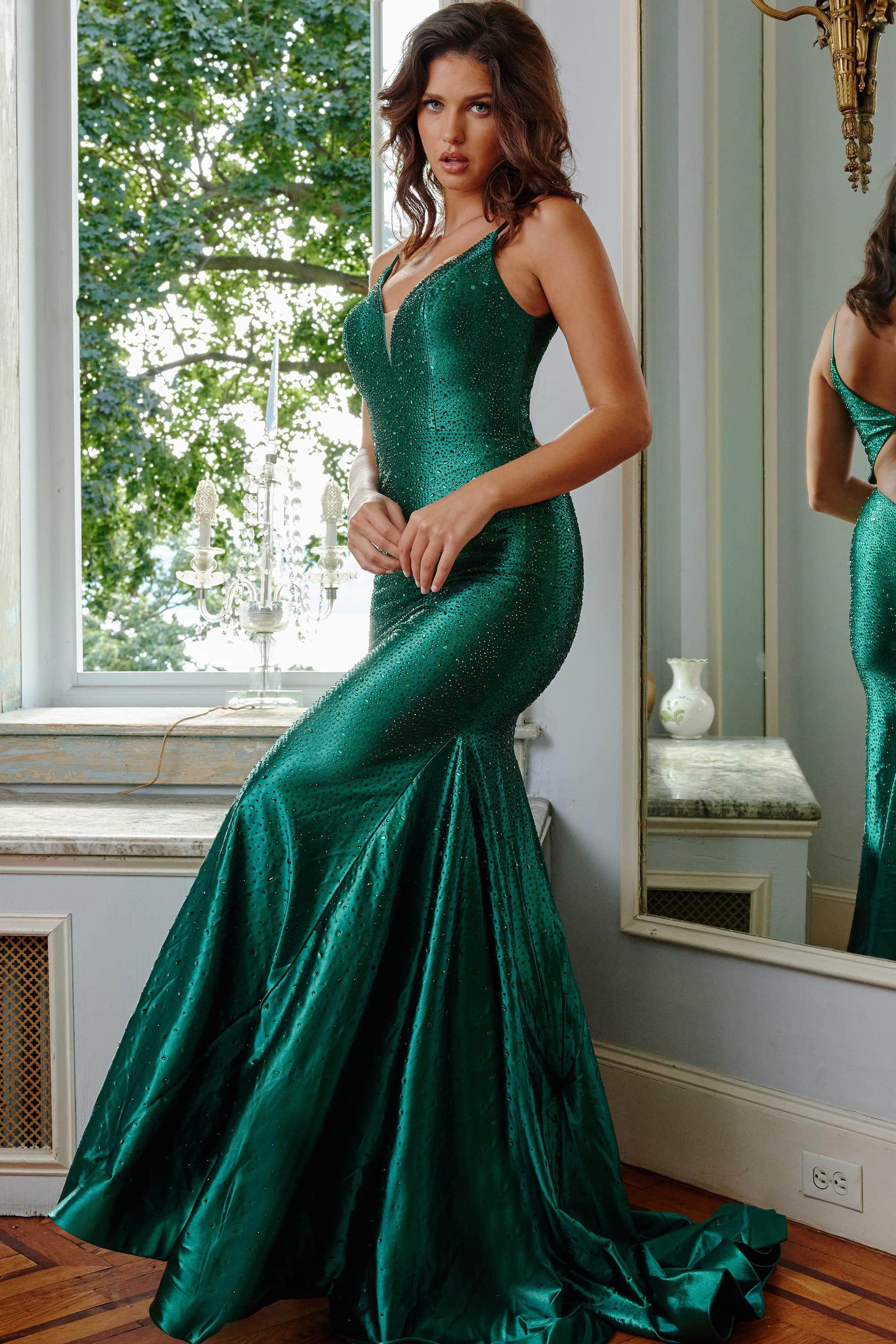 Jovani - 08157 Embellished Plunging Sweetheart Long Gown - designer prom dress at Silhouette Dresses