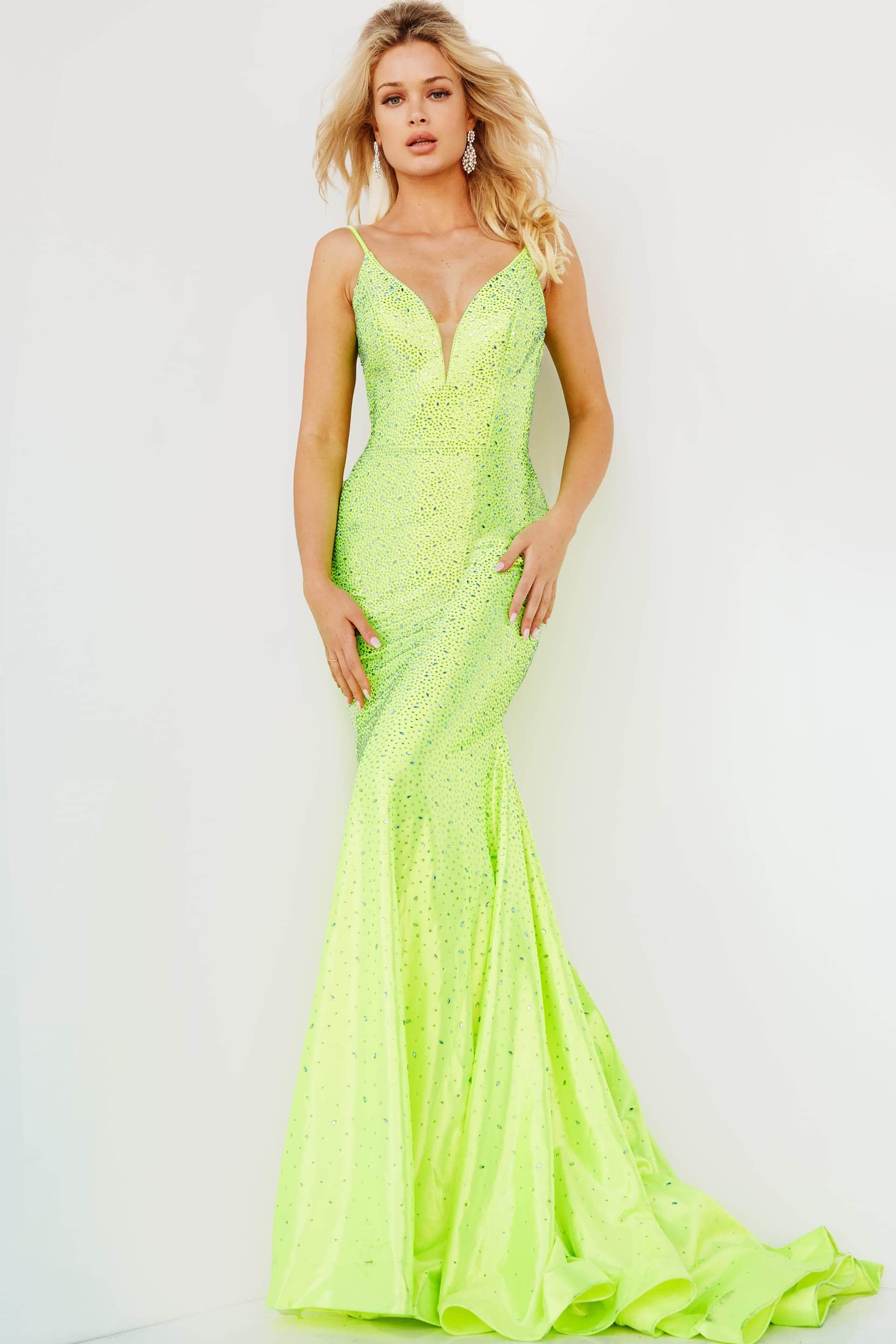 Jovani - 08157 Embellished Plunging Sweetheart Long Gown - view 11