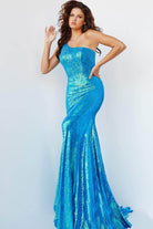 Jovani - 08177 One Shoulder Sequin Sheath Dress - designer prom dress at Silhouette Dresses