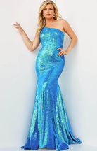 Jovani - 08177 One Shoulder Sequin Sheath Dress - view 5