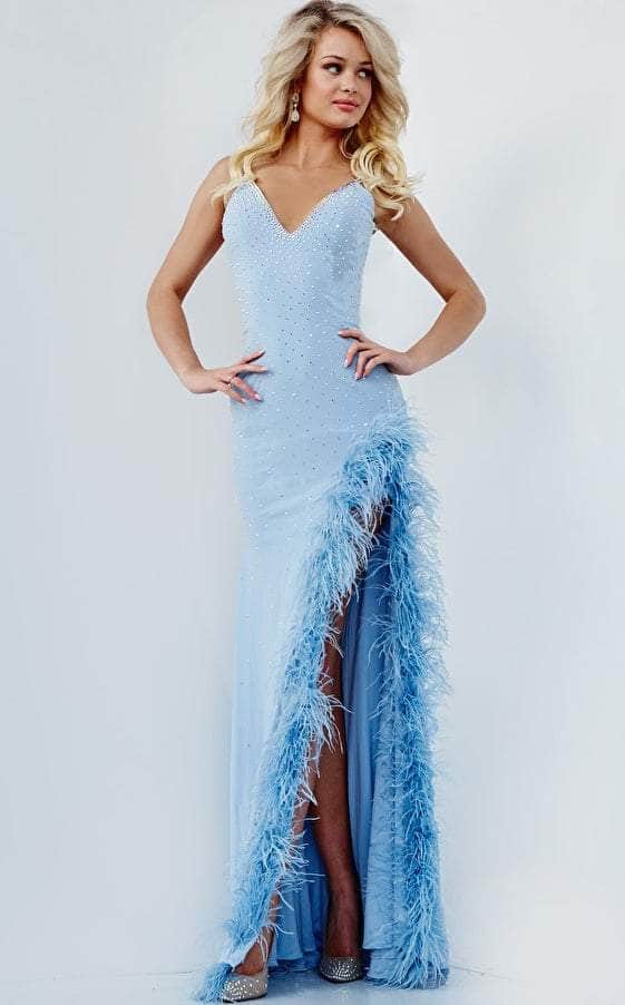 Jovani - 08283 Beaded Deep V-Neck Long Gown - view 6
