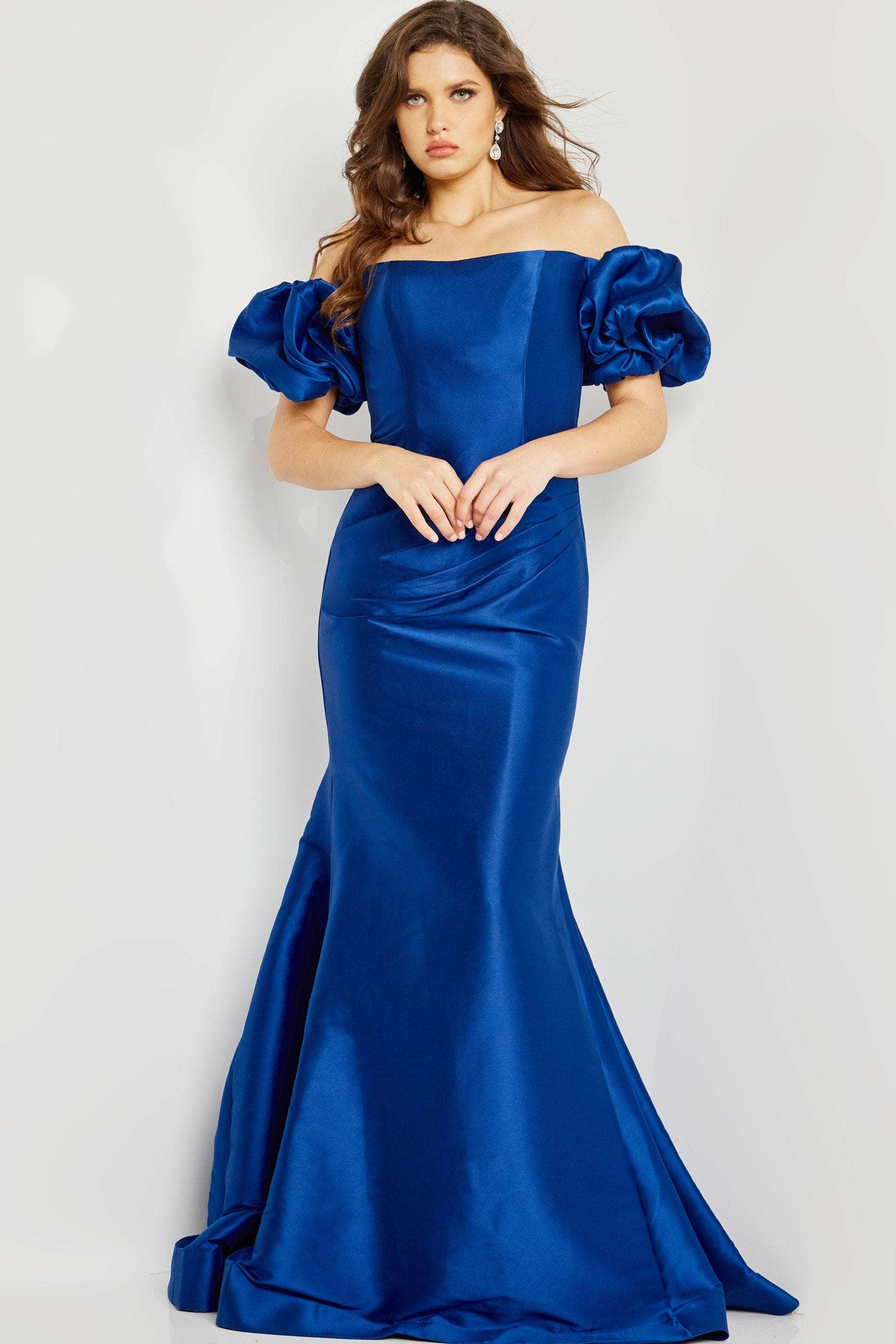 Jovani 08361 - Bubble Sleeve Off Shoulder Evening Dress - view 10