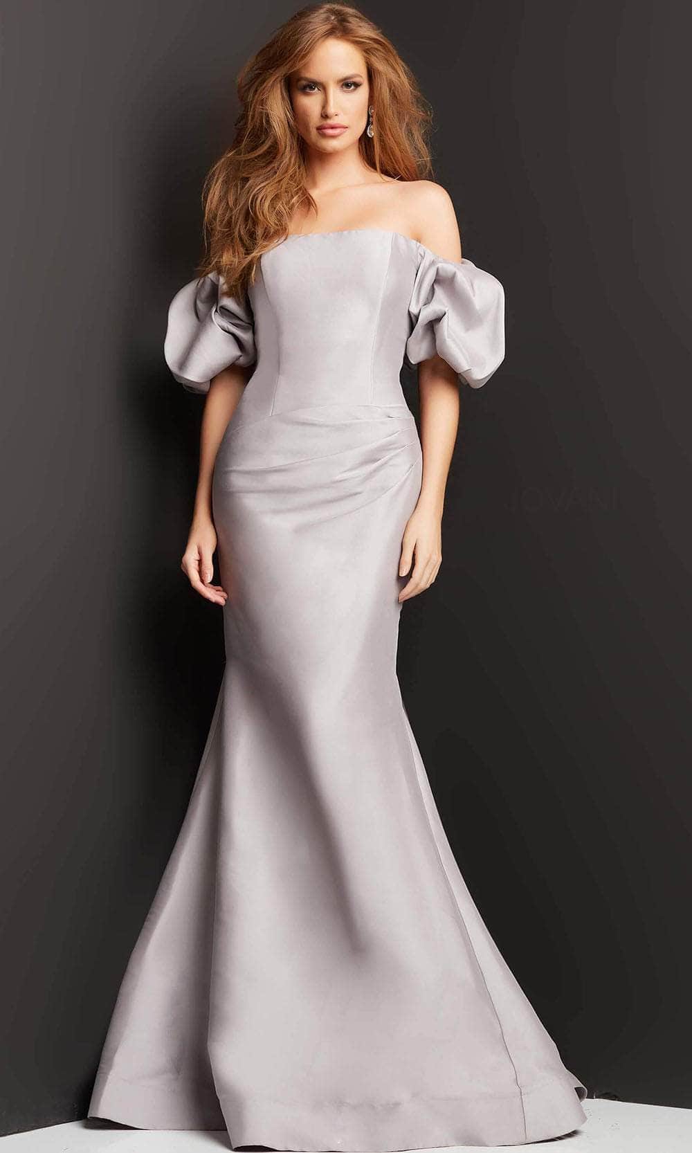 Jovani 08361 - Bubble Sleeve Off Shoulder Evening Dress - view 5