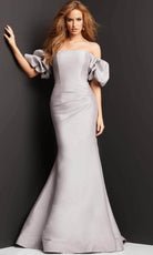 Jovani 08361 - Bubble Sleeve Off Shoulder Evening Dress - view 7