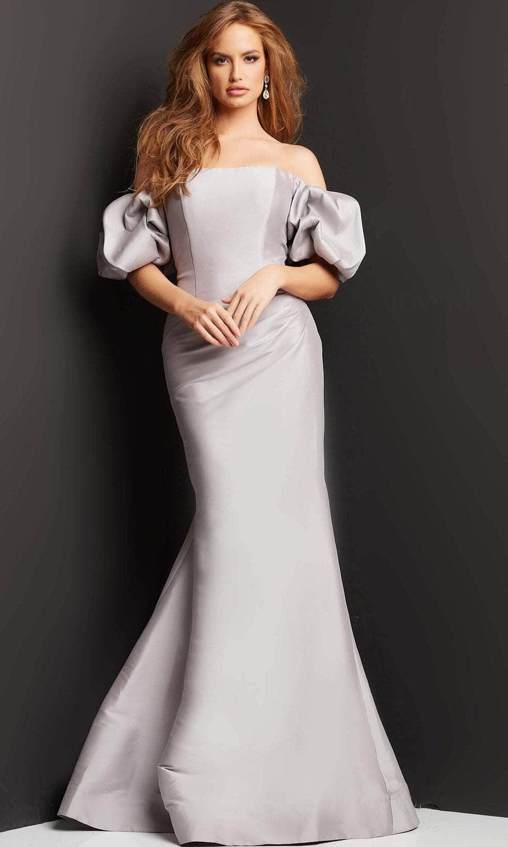 Jovani 08361 - Bubble Sleeve Off Shoulder Evening Dress - view 8