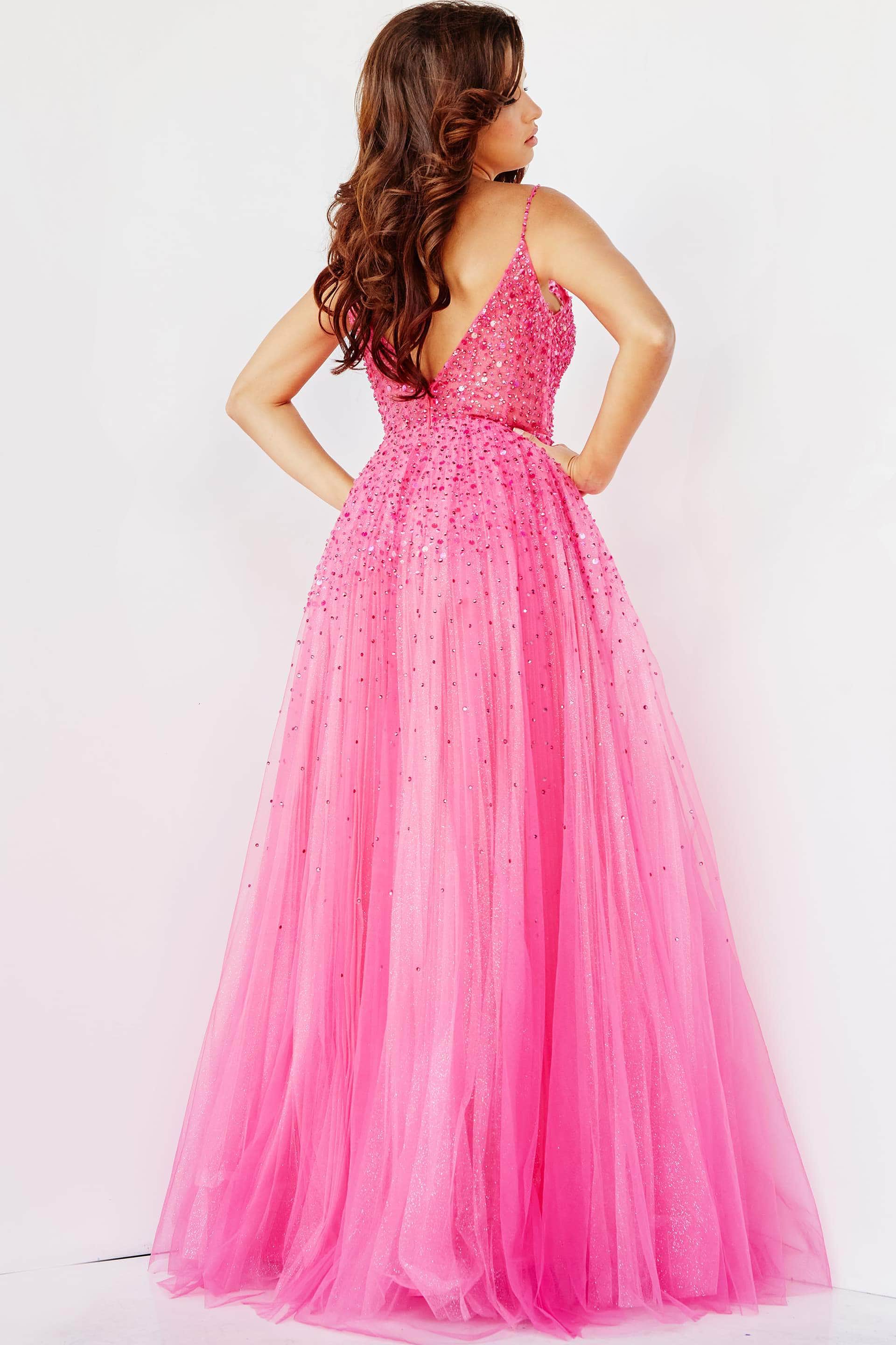 Jovani - 08408 Glitter Embellished Prom Dress - back view