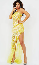 Jovani 08440 - Sheer Asymmetrical Evening Gown - designer evening gown at Silhouette Dresses