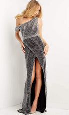 Jovani - 08454 Embellished Asymmetric Sheath Gown - designer prom dress at Silhouette Dresses