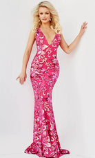 Jovani 08462 - Floral Sequined Evening Gown - designer evening gown at Silhouette Dresses