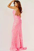 Jovani - 08481 Sequin Tie-Back Plus Size Prom Sheath Gown - view 8