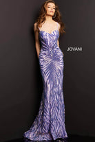 Jovani - 08481 Sequin Tie-Back Plus Size Prom Sheath Gown - view 4