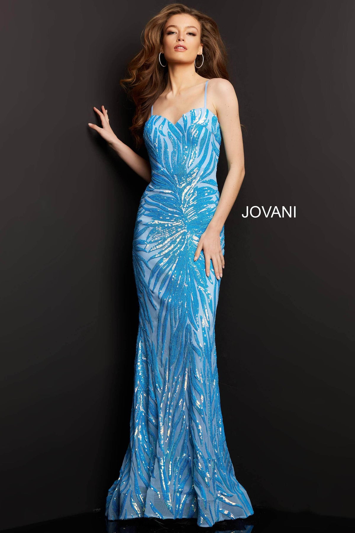Jovani - 08481 Sequin Tie-Back Plus Size Prom Sheath Gown - designer prom dress at Silhouette Dresses
