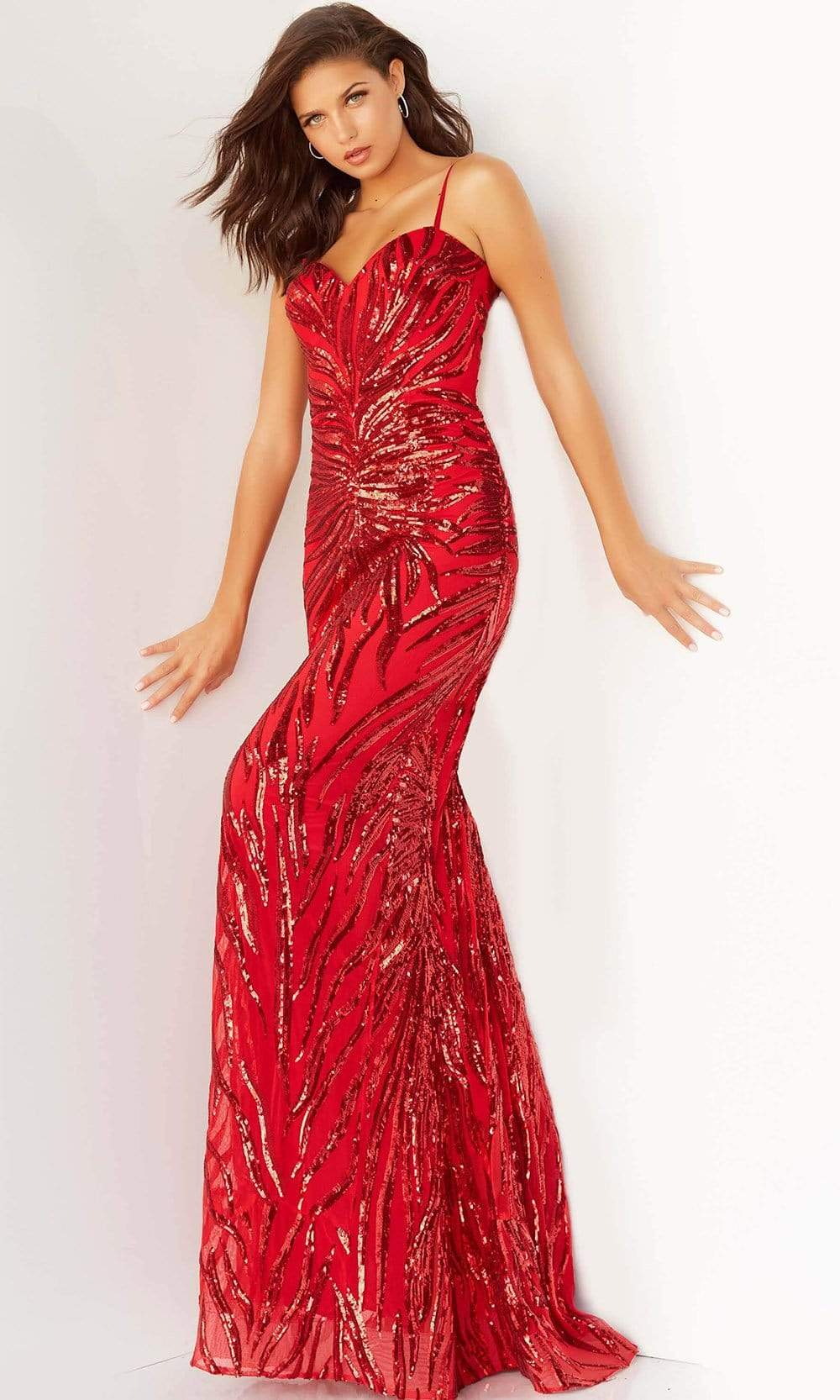 Jovani - 08481 Sequin Tie-Back Plus Size Prom Sheath Gown - view 10