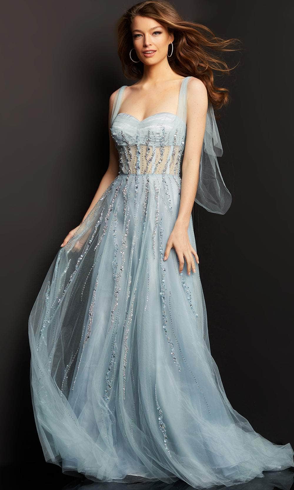 Jovani 08487 - Corset Sheer Bodice Tulle Gown - designer prom dress at Silhouette Dresses