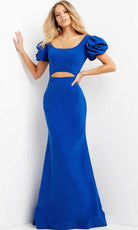 Jovani 08526 - Puff Sleeve Midriff Cutout Evening Dress - detail view