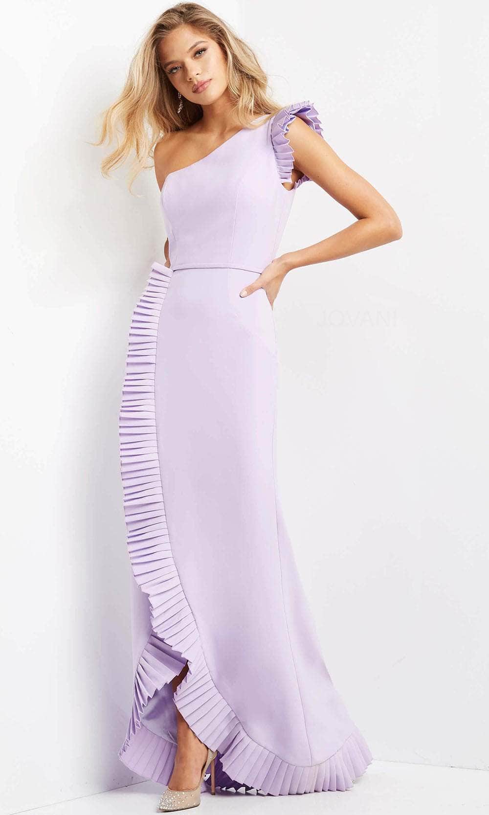 Jovani 08527 - Pleat-Trimmed Sheath Evening Dress - view 4