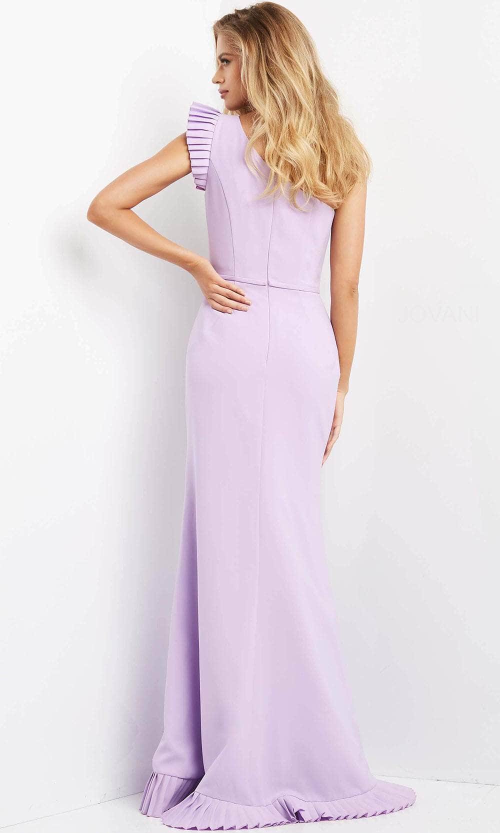 Jovani 08527 - Pleat-Trimmed Sheath Evening Dress - back view