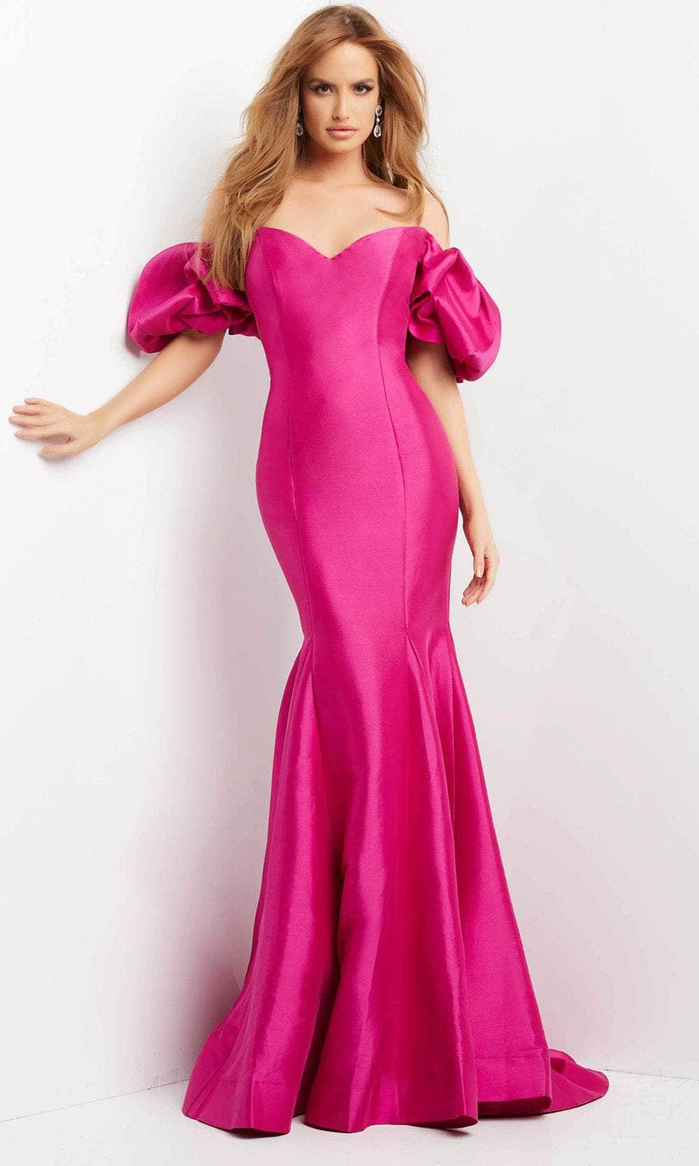 Jovani 09031 - Puff Sleeve Off Shoulder Evening Dress - view 7