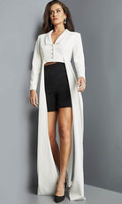 Jovani 09127 - Two Piece Long Sleeve Romper - back view